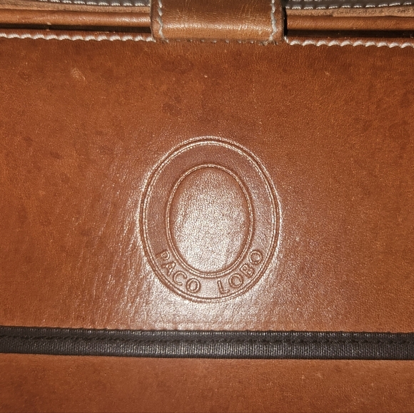 Paco Lobo Cognac Leather Black Nylon Crossbody Bag Adjustable Strap Purse - Picture 4 of 16